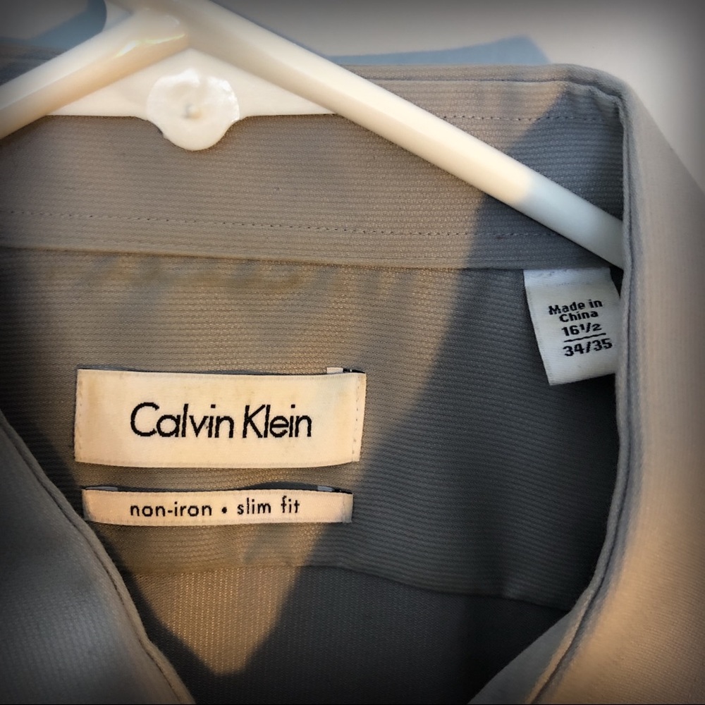 Calvin Klein gray dress shirt L 16 1/2 34/35